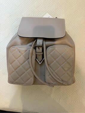 KC Jagger Leather Quilted Front Pocket Backpack - Taupe